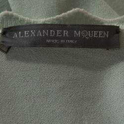 Pre Owned Alexander McQueen Egg Blue Knit Flute Sleeve Mini Dress M