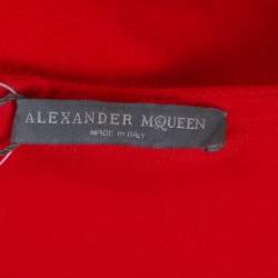 Pre Owned Alexander McQueen Red Wool Jersey Long Sleeve Flared Dress M 