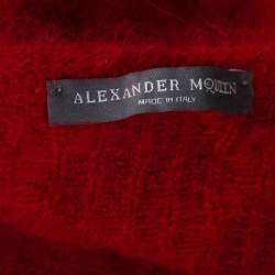 Pre Owned Alexander McQueen Red Angora Knit Balloon Sleeve Jumper M
