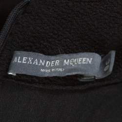 Pre Owned Alexander McQueen Black Silk Long Sleeve Peplum Gown S