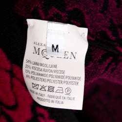 Pre Owned Alexander McQueen Pink & Black Floral Jacquard Bodycon Dress M