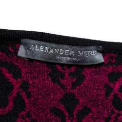 Pre Owned Alexander McQueen Pink & Black Floral Jacquard Bodycon Dress M