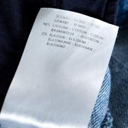 Pre Owned Alexander McQueen Blue Patchwork Denim Cropped Skinny Jeans M