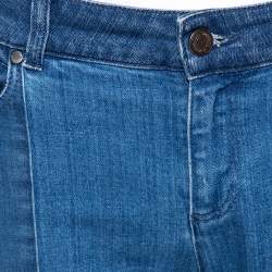 Pre Owned Alexander McQueen Blue Patchwork Denim Cropped Skinny Jeans M