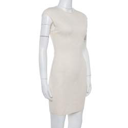 Pre Owned Alexander McQueen Cream Jacquard Knit Fitted Dress S