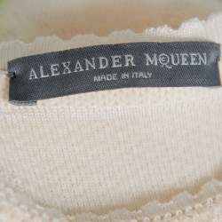 Pre Owned Alexander McQueen Cream Jacquard Knit Fitted Dress S