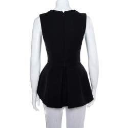 Pre Owned Alexander McQueen Black Wool & Silk Sleeveless Peplum Top S