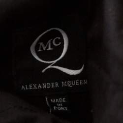 Pre Owned McQ by Alexander McQueen Navy Blue Wool Leather trim Detail Straight Leg Trousers XL