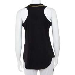 مملوكة مسبقًا توب أليكساندر ماكوين بلا أكمام تريكو مزخرف غلوري ذهبي أسود مقاس وسط (ميديوم)