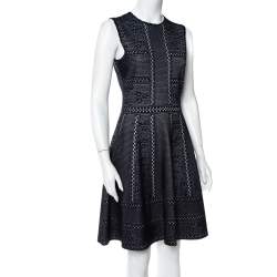 Pre Owned Alexander McQueen Navy Blue Lace Knit Full Circle Sleeveless Dress M