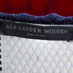 Pre Owned Alexander McQueen Navy Blue Lace Knit Full Circle Sleeveless Dress M