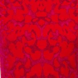 Pre Owned فستان أليكساندر ماكوين تريكو نقشة الفهد أحمر ووردي مقاس متوسط - ميديوم