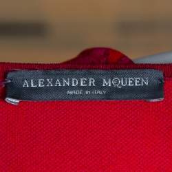 Pre Owned فستان أليكساندر ماكوين تريكو نقشة الفهد أحمر ووردي مقاس متوسط - ميديوم