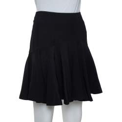 Pre Owned Alexander McQueen Black Crepe Skater Mini Skirt M