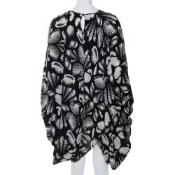 Alexander McQueen Black Shell Printed Silk Oversized Mini Dress M