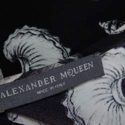 Alexander McQueen Black Shell Printed Silk Oversized Mini Dress M