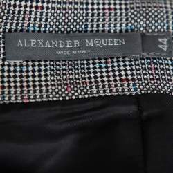 Pre Owned تنورة أليكساندر ماكوين برينس أوف والز نمط مربعات قصه مستقيمة صوف رصاصي مقاس وسط (ميديوم)