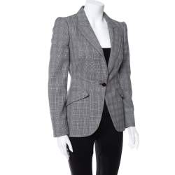 Pre Owned Alexander McQueen Grey Wool Prince of Wales Check Patterned Blazer S