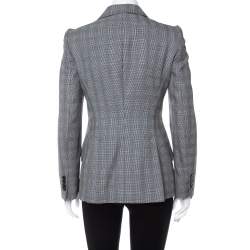 Pre Owned Alexander McQueen Grey Wool Prince of Wales Check Patterned Blazer S
