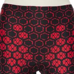 Pre Owned Alexander McQueen Black & Red Printed Knit Cropped Leggings S