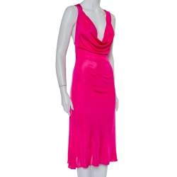 مملوكة مسبقًا Alexander McQueen Pink Knit Cross Back Detail Midi Dress L
