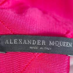 مملوكة مسبقًا Alexander McQueen Pink Knit Cross Back Detail Midi Dress L