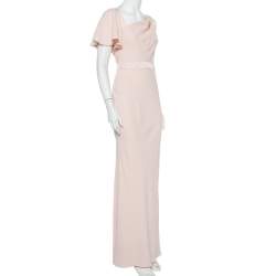 Pre Owned Alexander McQueen Light Pink Crepe Ruffle Sleeve Paneled Maxi Dress M
