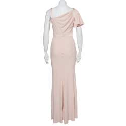 Pre Owned Alexander McQueen Light Pink Crepe Ruffle Sleeve Paneled Maxi Dress M