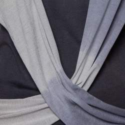 Pre Owned Alexander McQueen Grey Cotton & Silk Knit Draped Detail T-Shirt L