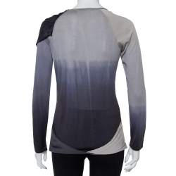 Pre Owned Alexander McQueen Grey Cotton & Silk Knit Draped Detail T-Shirt L