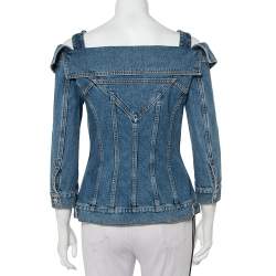 Pre Owned Alexander McQueen Blue Denim Cold Shoulder Jacket M