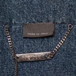 Pre Owned Alexander McQueen Blue Denim Cold Shoulder Jacket M