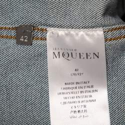 Pre Owned Alexander McQueen Blue Denim Cold Shoulder Jacket M