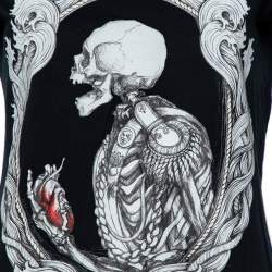 Pre Owned Alexander McQueen Midnight Blue Skeleton Printed Cotton Crewneck T-Shirt S