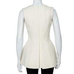 Alexander McQueen Cream Wool & Silk Sleeveless Peplum Top S