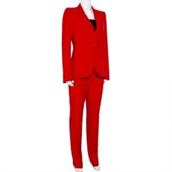 Pre Owned Alexander McQueen Red Crepe Suit M