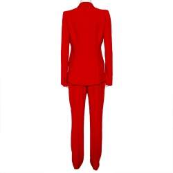 Pre Owned Alexander McQueen Red Crepe Suit M