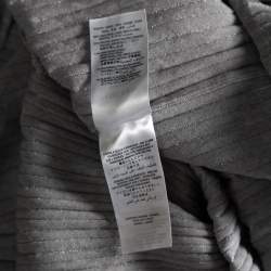 Pre Owned Alexander McQueen Silver Lurex Knit Plunging Neckline Gown S