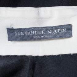 Pre Owned Alexander McQueen Black Silk Contrast Collar Long Sleeve Shirt M