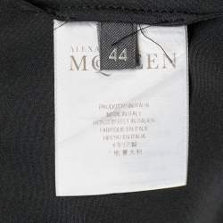 Pre Owned Alexander McQueen Black Silk Contrast Collar Long Sleeve Shirt M