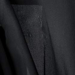 Pre Owned Alexander McQueen Black Silk Contrast Collar Long Sleeve Shirt M