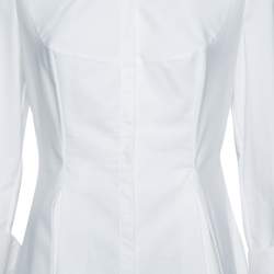 مملوكة مسبقًا Alexander McQueen White Textured Cotton Asymmetric Hem Tuxedo Dress M