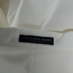 مملوكة مسبقًا Alexander McQueen White Textured Cotton Asymmetric Hem Tuxedo Dress M