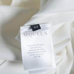 مملوكة مسبقًا Alexander McQueen White Textured Cotton Asymmetric Hem Tuxedo Dress M