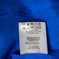 Pre Owned Alexander McQueen Blue Silk Satin Pencil Dress S
