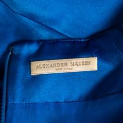 Pre Owned Alexander McQueen Blue Silk Satin Pencil Dress S