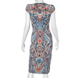 Pre Owned Alexander McQueen Multicolor Printed Wool Sheath Dress L