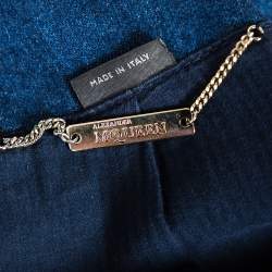 Pre Owned جاكيت أليكساندر ماكوين دينم أزرق بسحاب خط مائل مقاس متوسط - ميديوم 