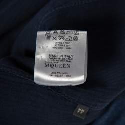 Pre Owned جاكيت أليكساندر ماكوين دينم أزرق بسحاب خط مائل مقاس متوسط - ميديوم 