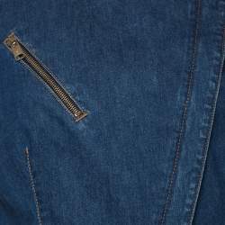 Pre Owned جاكيت أليكساندر ماكوين دينم أزرق بسحاب خط مائل مقاس متوسط - ميديوم 